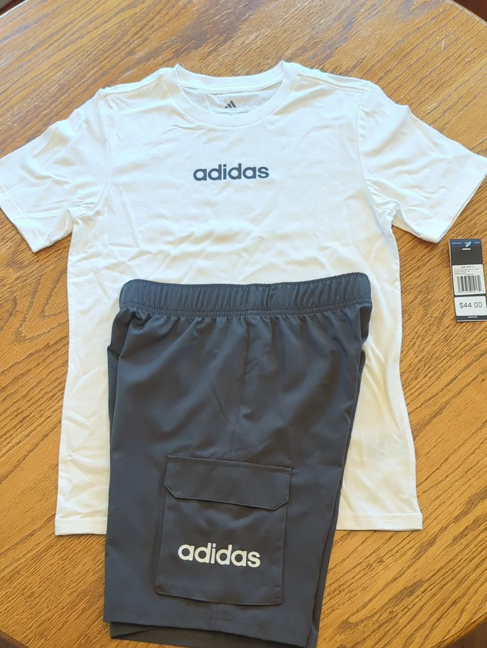 adidas White Tee and Black Shorts Kids Matching Set